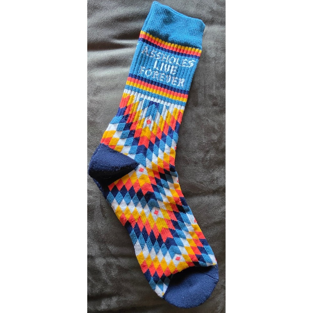A.holes Live Forever Geometric Diamond Crew Socks Multicolor Streetwear